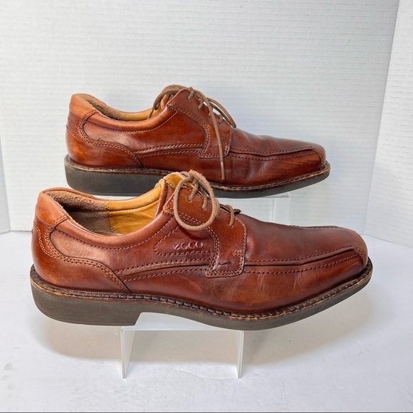 Ecco Men's Brown Leather Lace Up Oxford Shoes Size 43 US 9/9.5 Arch Support Work - Picture 2 of 8